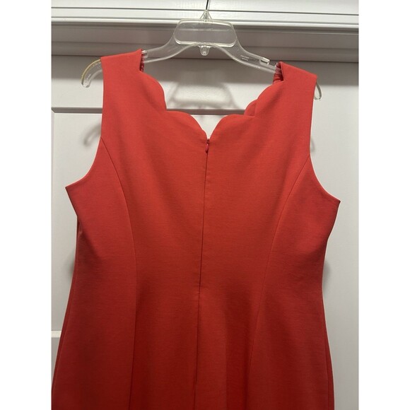 Talbots Coral Pink Scalloped Pointe Knit Sheath Dress Below Knee Modest Size 14 - Picture 5 of 6